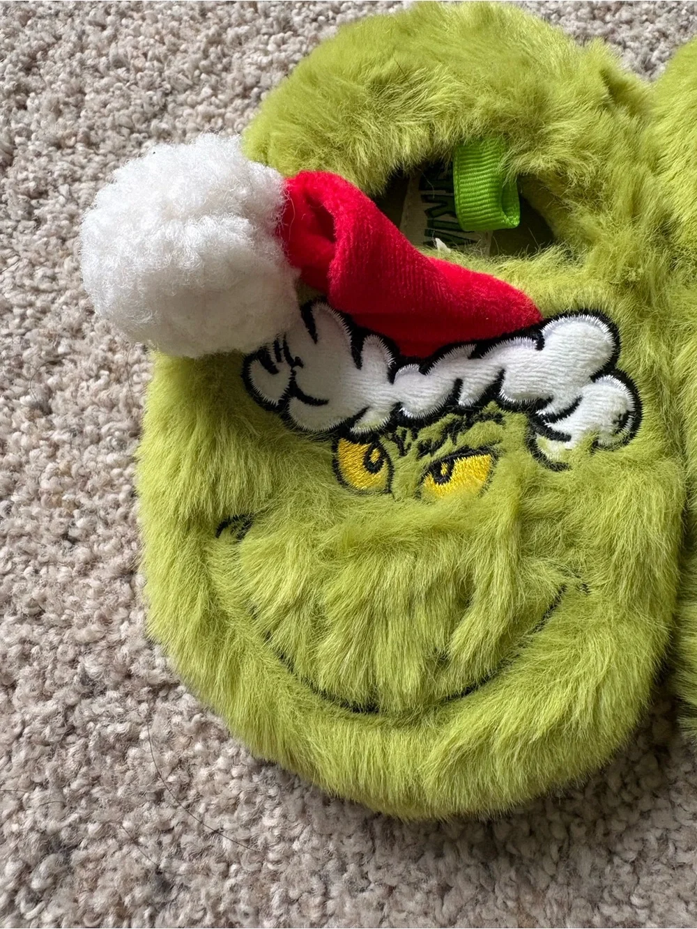 The Grinch Santa Hat Christmas Holiday Kids Slippers Toddler 5T